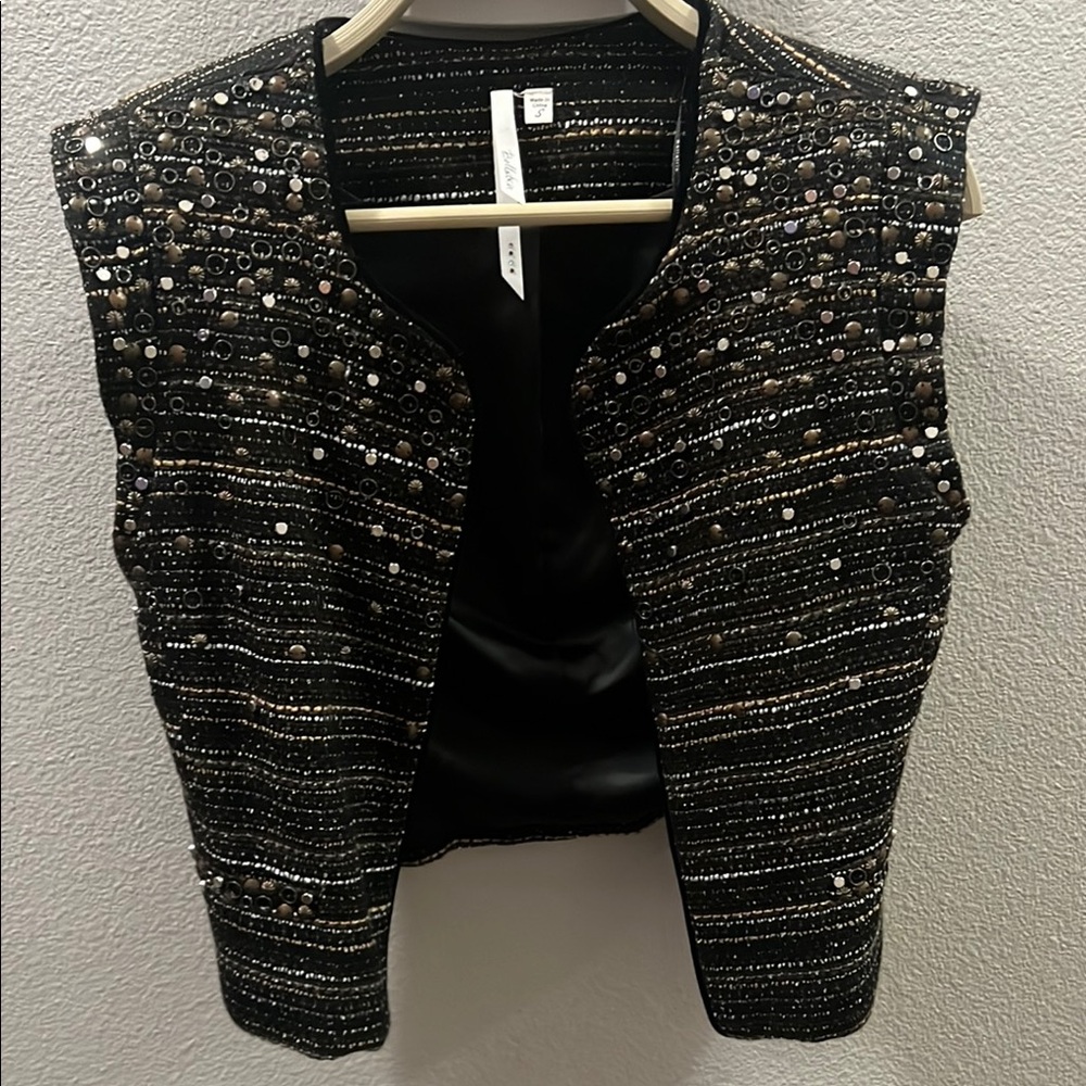Bellatrix Black Embellished Cropped Vest Evening Wear